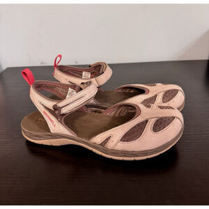 Merrell Sandals Womens Size 6 Closed Toe Siren Wrap Leather Travel Walking Gray